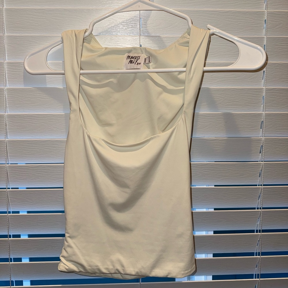 Princess Polly Cream Square-Neck Tank